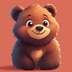 Fototapeta premium smiling bear, 2d vector art style,cartoon stylized, vibrant colors, 