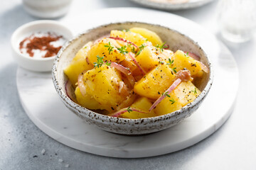 Homemade potato salad with red onion