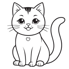 Obraz premium a line drawing of a cat. It’s a minimalistic design, showing the cat in a sitting position with its tail curled upwards, and includes details like whiskers, eyes