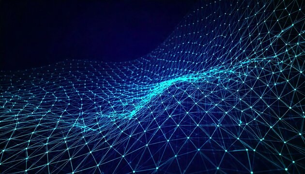Arri&egrave;re-plan style r&eacute;seau digital avec lignes et points lumineux sur fond sombre pour un effet high-tech