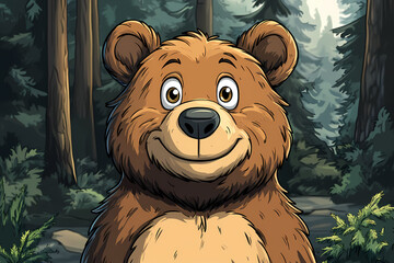 Obraz premium smiling bear, 2d vector art style,cartoon stylized, vibrant colors, 