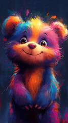 Obraz premium smiling bear, 2d vector art style,cartoon stylized, vibrant colors, 