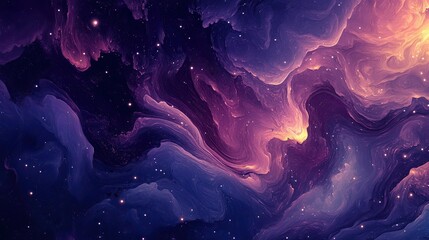 Star-filled sky with swirling patterns, inspired by oil art styles