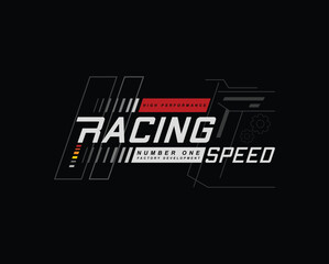 Racing speed trendy fashionable t-shirt design, automobile racer apparel design