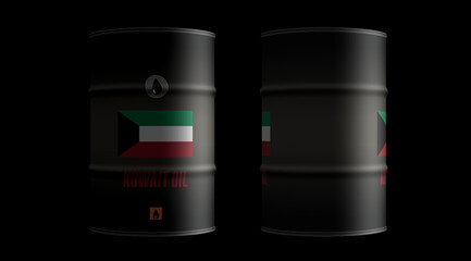 Kuwait oil crude petroleum fuel barrels in row