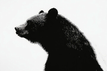 Grizzly bear silhouette illustration on white background.