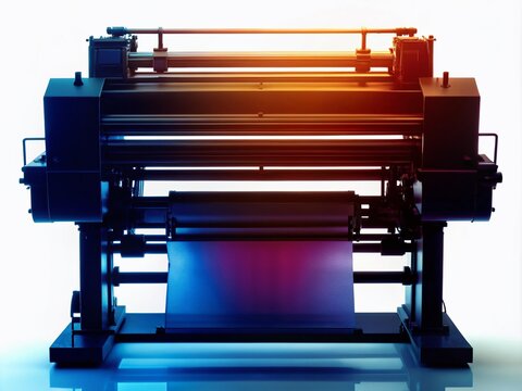 Isolated Silhouette of Four-Color Offset Printer with Clipping Path on White Background for Printing Solutions and Graphic Design Needs