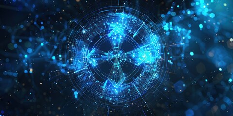 Obraz premium Abstract Digital Interface with Blue Glowing Circles and Lines