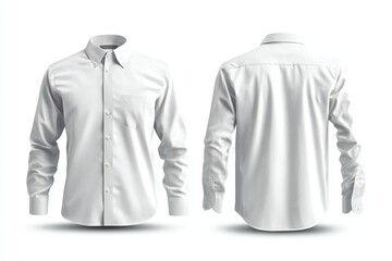 casual or business button up shirt mockup template, front and back view. blank mock up design, white