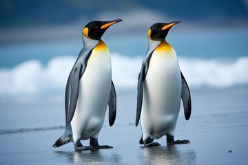 Obraz premium Two Penguins on a Shoreline