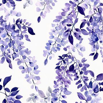 Watercolor Wisteria Floral Seamless Design for Wallpapers and Fabrics