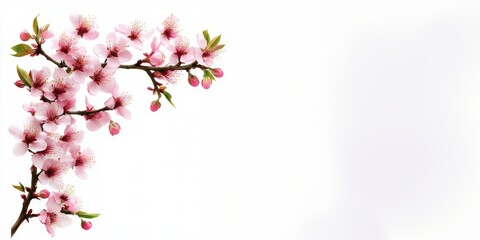 A beautiful pink flower branch isolated on white background. Spring concept.