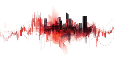 Fototapeta premium Red stock market graph going down isolated