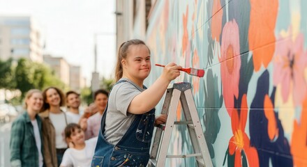 Community art project, diversity inclusion, outdoor mural painting, social cohesion