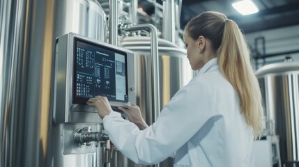 Woman Working in a Industrial Factory Setting