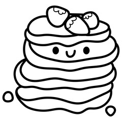 cute pancake top with strawberry cartoon doodle