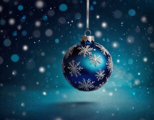 abstract blue background with Christmas toys snow and glitter, 