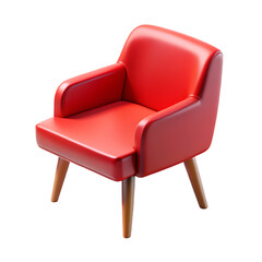 Fototapeta premium 3d red armchair icon isolated on transparent background