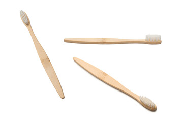 Bamboo toothbrush isolated on a white background.