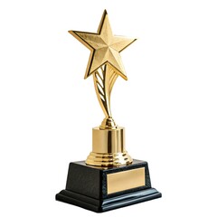  golden trophy with a star on top isolated on white background
