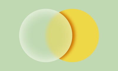 A minimalistic and modern graphic design featuring two overlapping circles on a muted pastel green background