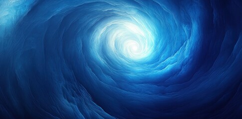 Abstract Blue Swirling Tunnel with Glowing Light at the End