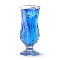 Blue Cocktail with Ice Cube in a Tall Glass