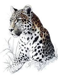 Fototapeta premium Beautiful line art watercolor illustration on a white background