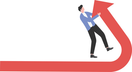 Businessman hard to change the direction of the arrow
