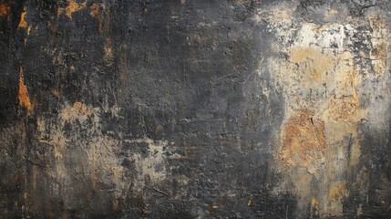 Fototapeta premium Textured dark cement wall with rich tones of black and brown, ideal for A4 background applications and artistic projects.