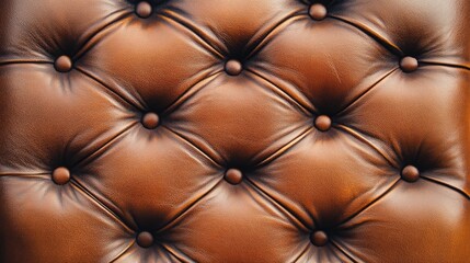 Fototapeta premium Rich brown leather texture featuring tufted detailing, ideal for decorative applications and enhancing visual interest in various design projects.