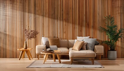 A wood slat wall design, idea, interior concept