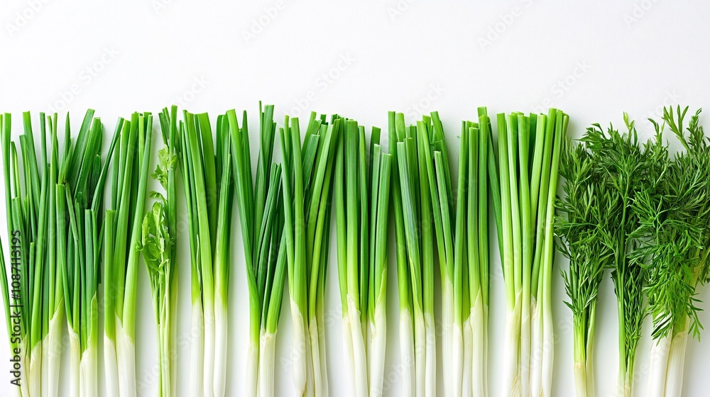 Poster isolated on white background lemongrass stalks with pale green and white gradient cut cleanly and ar