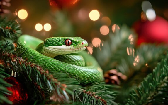 green snake cozy christmas background 