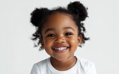 happy toddler portrait on white background 