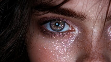 A woman with a glittery eye makeup