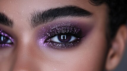 Fototapeta premium A woman with purple eye makeup
