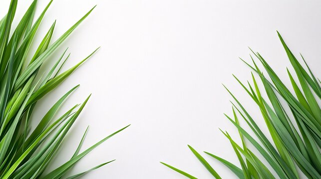 Isolated on white background bunch of chives with clean-cut ends arranged in parallel lines for a modern herb look and side empty space for text Stockphoto style