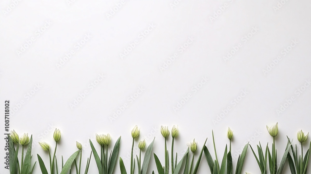 Poster Isolated on white background bunch of chives with clean-cut ends arranged in parallel lines for a modern herb look and side empty space for text Stockphoto style