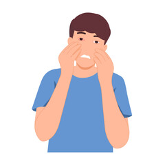 Eye Infection. Allergic Conjunctivitis. Red Eye Inflammation From Rubbing. Cornea, Blepharitis. Vector illustration