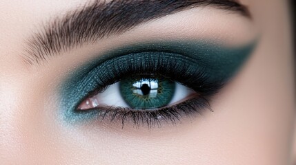 Fototapeta premium A woman with green eye makeup