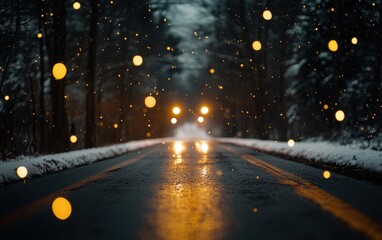 road cozy christmas background 