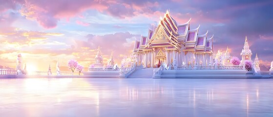 wide screen landscape thai temple