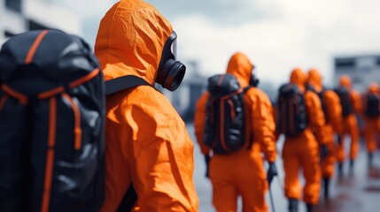 Fototapeta premium Medical team in hazmat suits disinfecting streets, epidemic control, 3D illustration