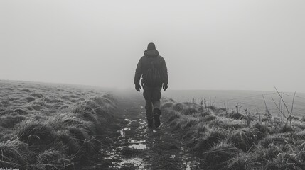 Inspirational Minimalist Typography Artwork - "This Too Shall Pass" - Evokes Reflection and Resilience in a Serene, Foggy Landscape