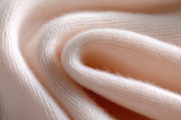 Fototapeta premium This image features a close-up of beige cashmere fabric, showcasing its smooth texture and luxurious appeal, perfect for stock images emphasizing comfort and elegance.