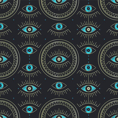Mystical Evil Eyes Seamless Pattern