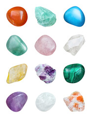 Various Gemstones isolated on white background