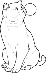 British Shorthair Chewing gum Animal Vector Graphic Art Illustration