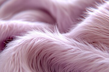 A close-up view of pink faux fur reveals soft, flowing fibers, creating a visual sense of warmth, softness, and inviting comfort akin to cozy home decor.